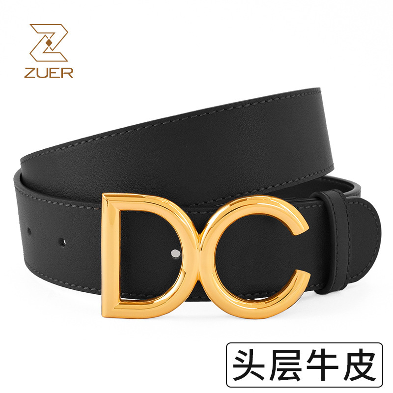 

New leather belt female DG letter buckle fashion style xwl, Black;brown