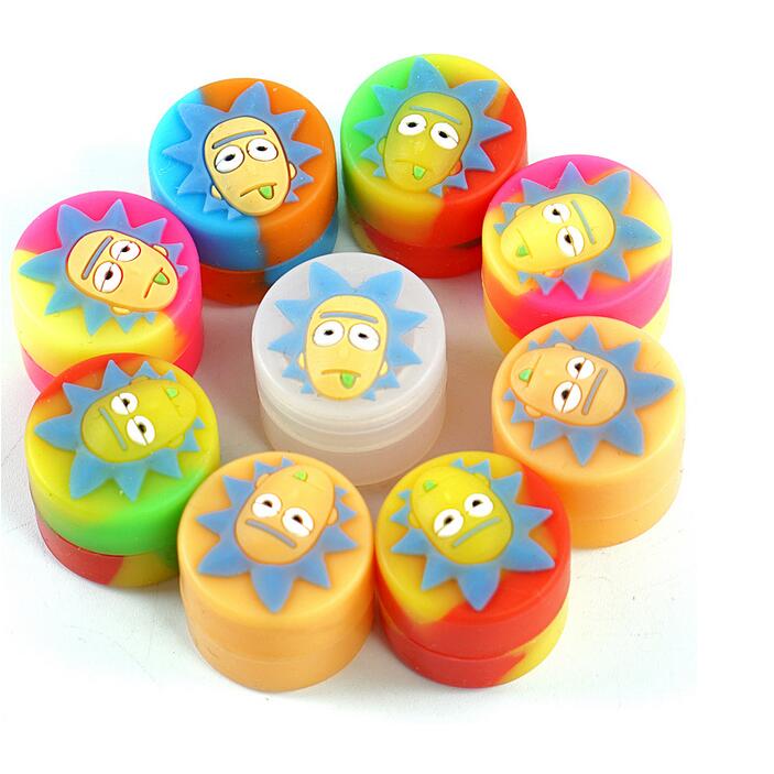 

2ML Nonstick Wax Containers Silicone Box Cartoon Silicon Container Storage Jar Oil Holder for Vaporizer Vape Food Grade Jars