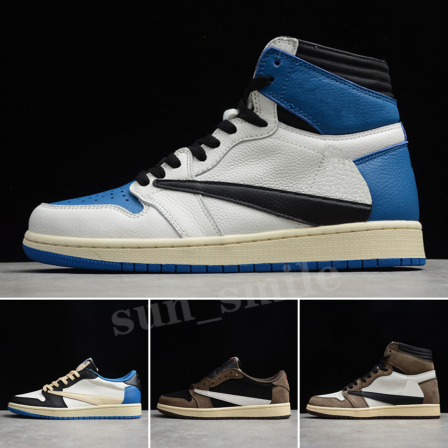 

1 x Fragment 1s mens basketball shoes university blue Twist Hype Royal Black toe banned Fearless Pine Green men women trainers sports sneakers, Color 1