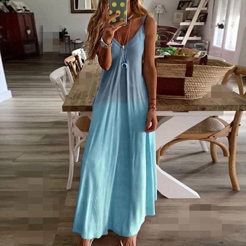 

plus size casual sleeveless women dresses v neck maxi tank long boho spaghetti bohemian beach sundress, Black;gray