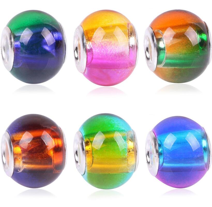 

Colorful Rainbow handmade Lampwork Glass Beads colors optional large hole glasses bead fit pandora bracelet