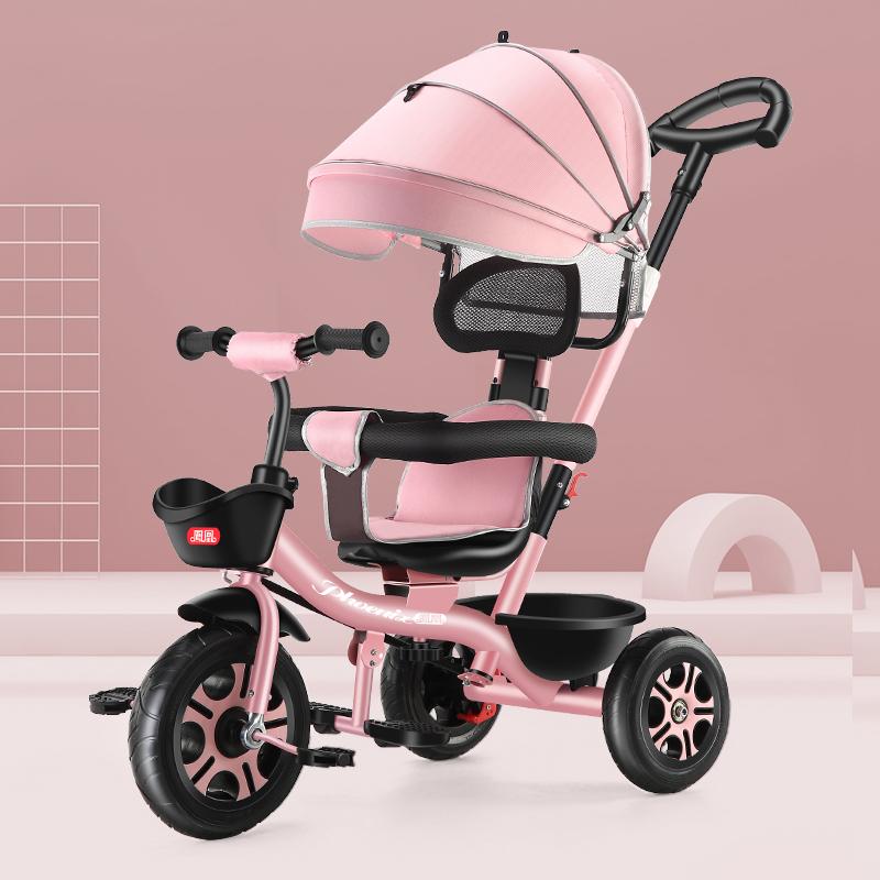 

Strollers# Children Tricycle Bicycle Infant Trolley Baby Three Wheel Stroller Kid Bike Travel Pram With Light Music Cart For 1-6 Years Old