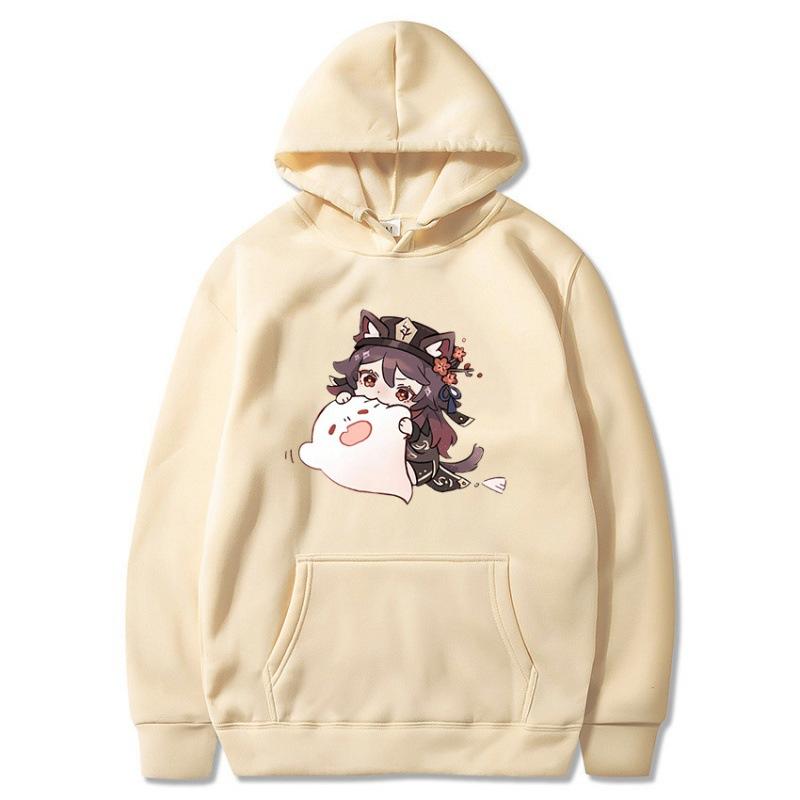 

Men's Hoodies & Sweatshirts Genshin Impact Hoodie Hu Tao Eat Cloud Funny Cartoon Cute Women Kawaii Winter Plush Pullovers Men Long Sleeve Sw