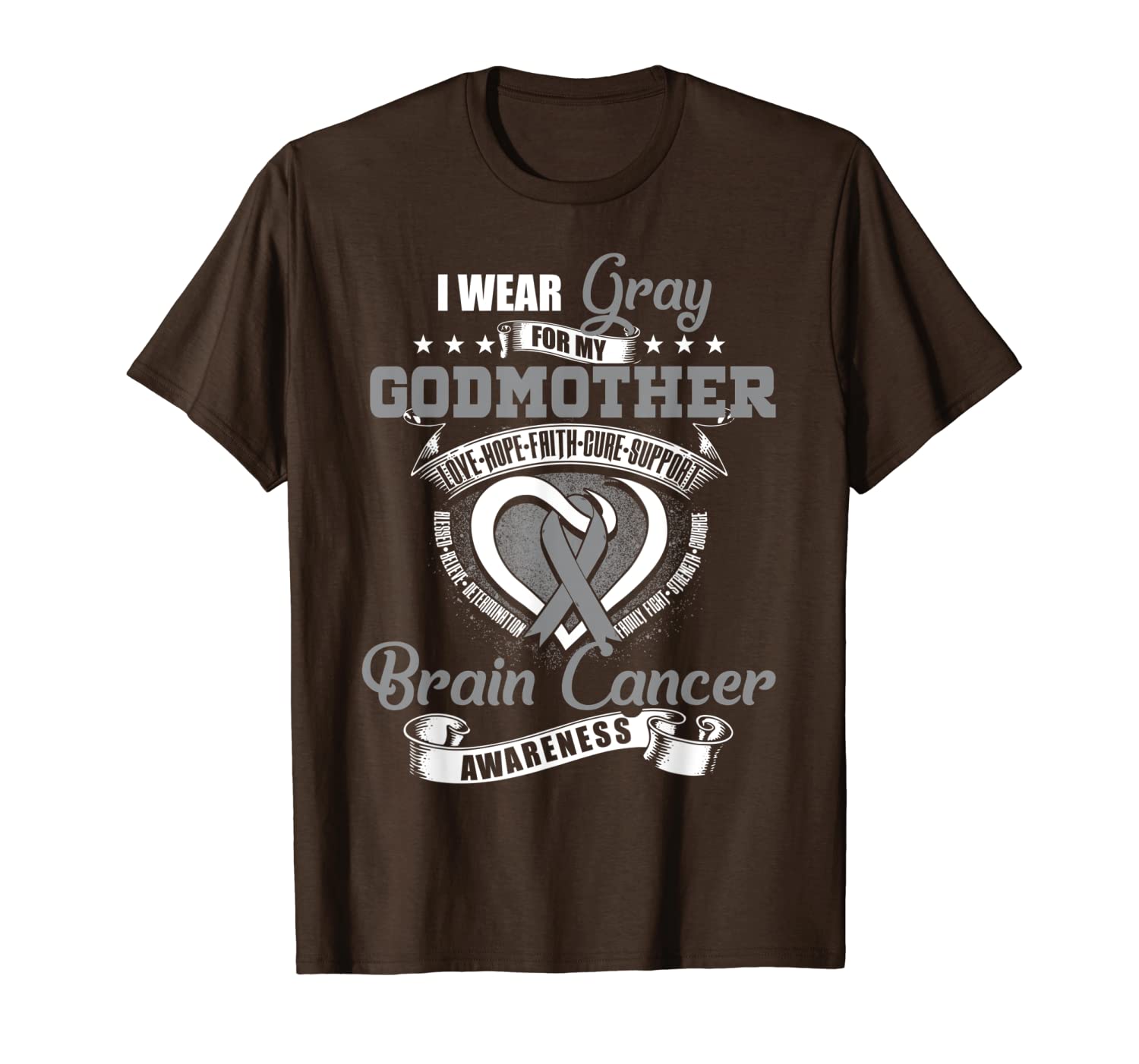 

i wear gray for my godmother brain cancer awareness tee, White;black