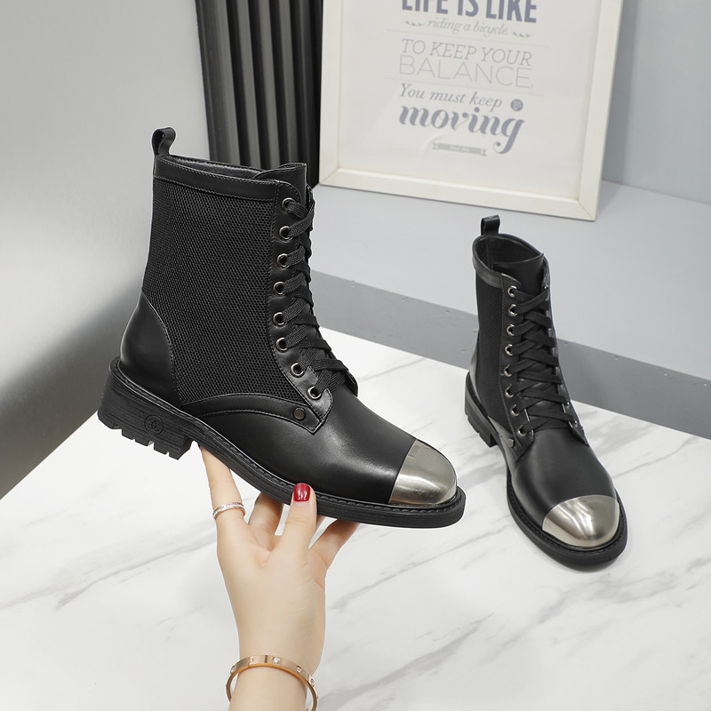 

Autumn and winter Womens Designer Boots fashion show ladies real leather luxury Half booties brands shoe factory footwear martin, Black