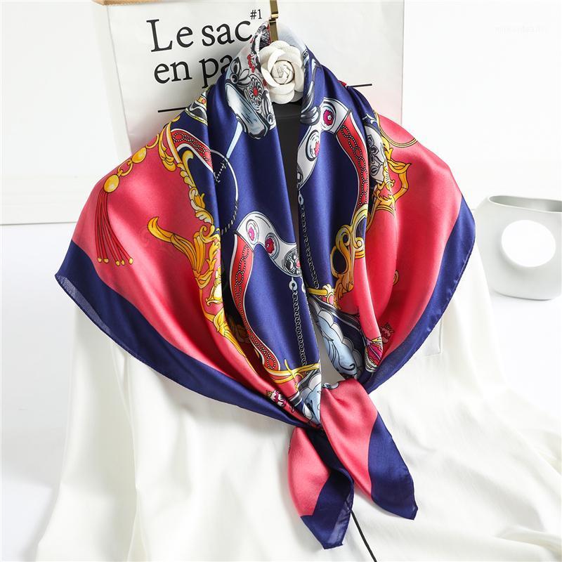 

Scarves Design Print Scarf Women Silk Shawl Square Hijab Headband Spring Wrap Foulard Soft Large Bandana For Female 2021