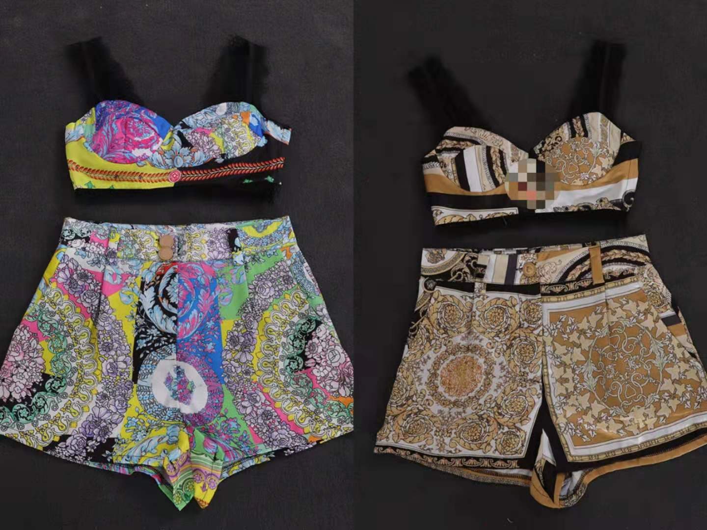 

Summer Baroque palace style lace stitching camisole + shorts, White
