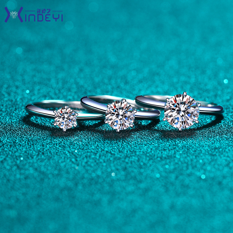 

Have stamp 925 sterling silver claw 1-3 karat diamond rings moissanite womens engagement wedding sets pandora style jewelry gift 1007 Q2, Golden;silver