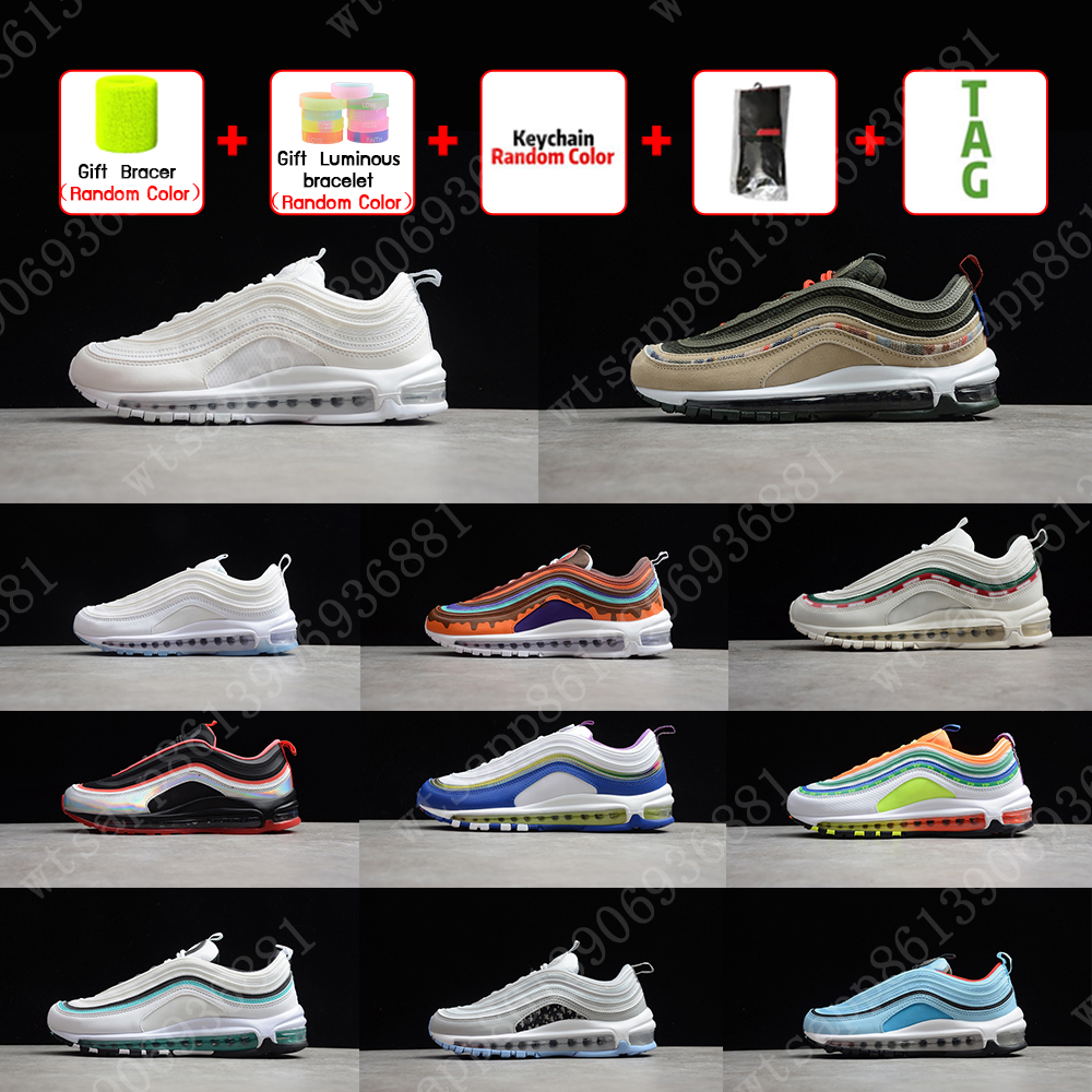 

Top quality 97 Mens Womens Running Shoes Satan Luke Jesus Black Bullet Sean Wotherspoon Triple White Anthricite Gym Red Halloween Sports Sneakers Runner Trainers, Original box