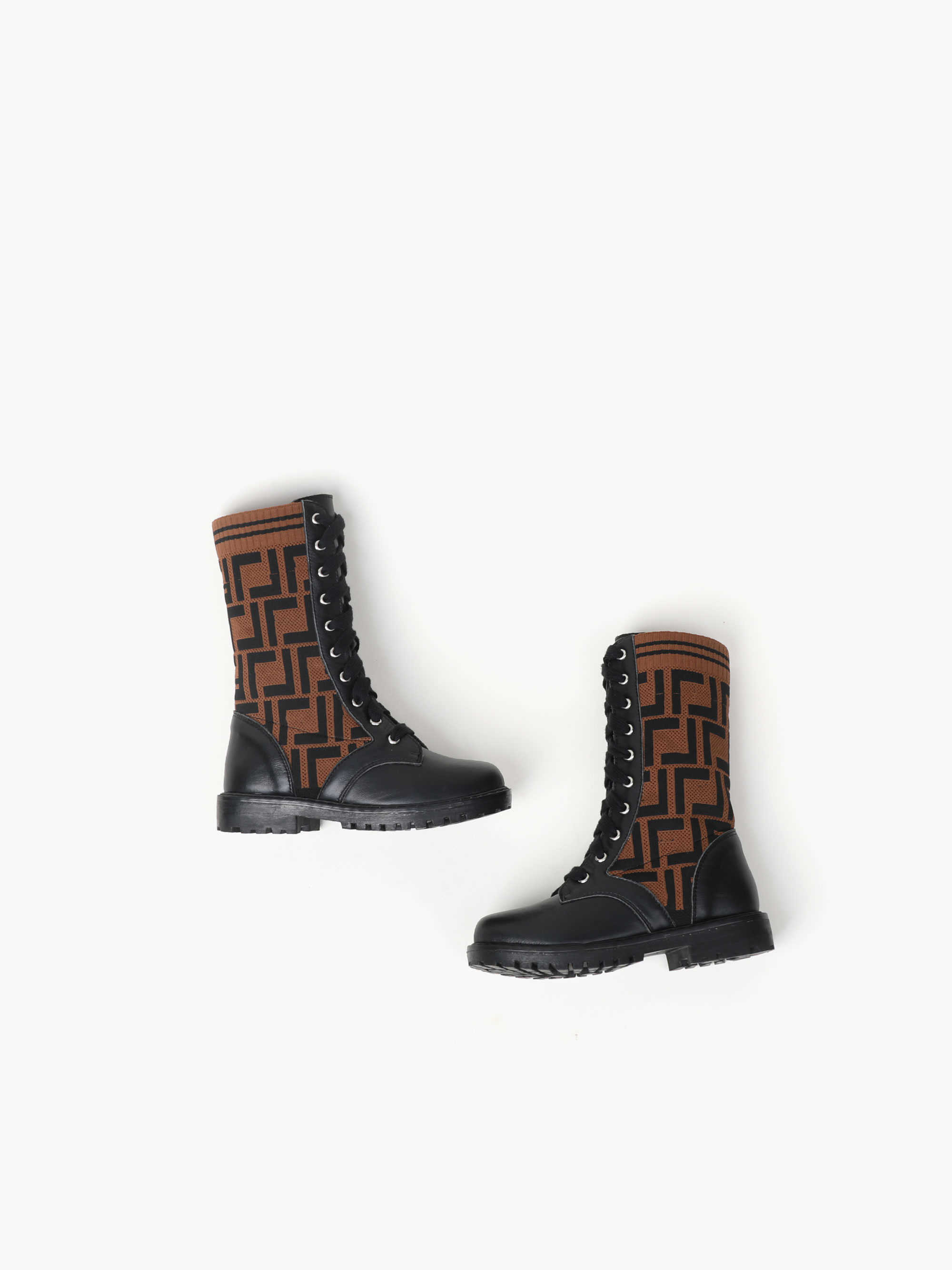 

babys kids boots girls & boys autumn winter Elastic fly woven and leather shoes size 26-35, Black