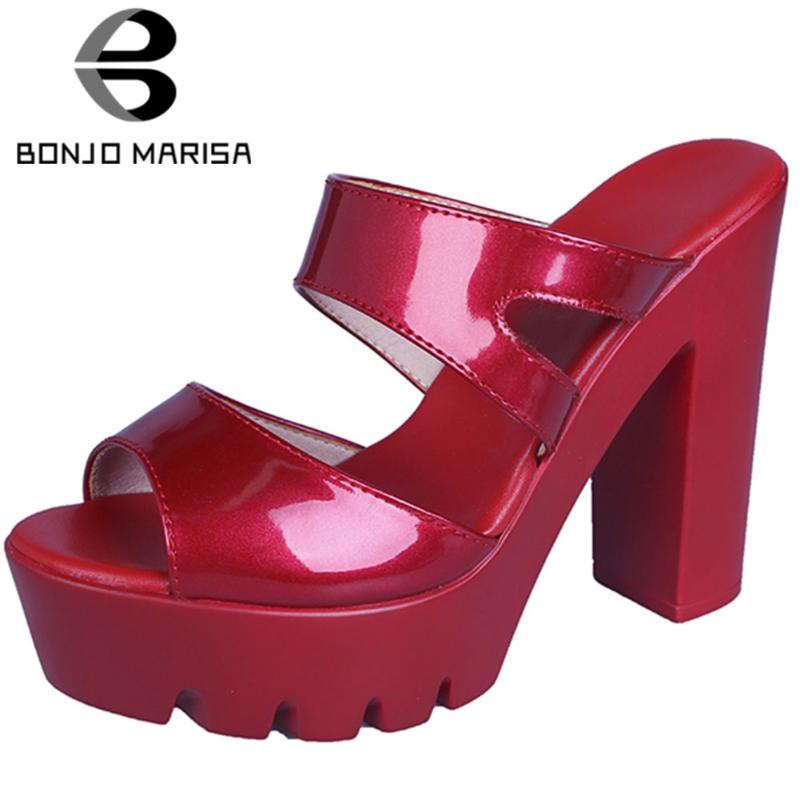 

Slippers BONJOMARISA INS Ladies Extreme High Heels Mules Fashion Solid Summer Women Party Sexy Platform Shoes Woman, Black