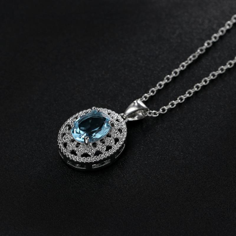 

Pendant Necklaces Crystal Purple Blue Zircon Clavicle Necklace Cute Wedding Bridal Jewelry Female For Women