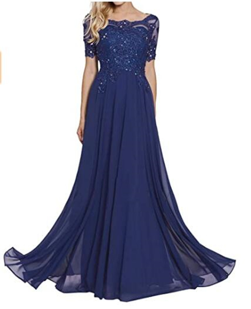 Short Sleeve Mother Of The Groom Dresses O Neck Formal Evening Wedding Party Guests Gown Plus Size Dress-image-743582173