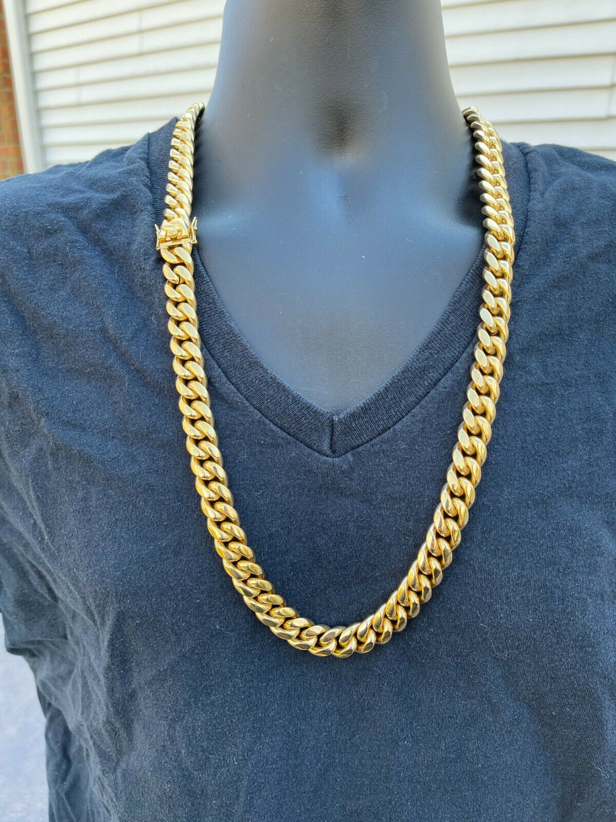 

Mens Real Miami Cuban Link Chain 14k Gold Plated Stainless Steel 30" 12mm WHOLESALE