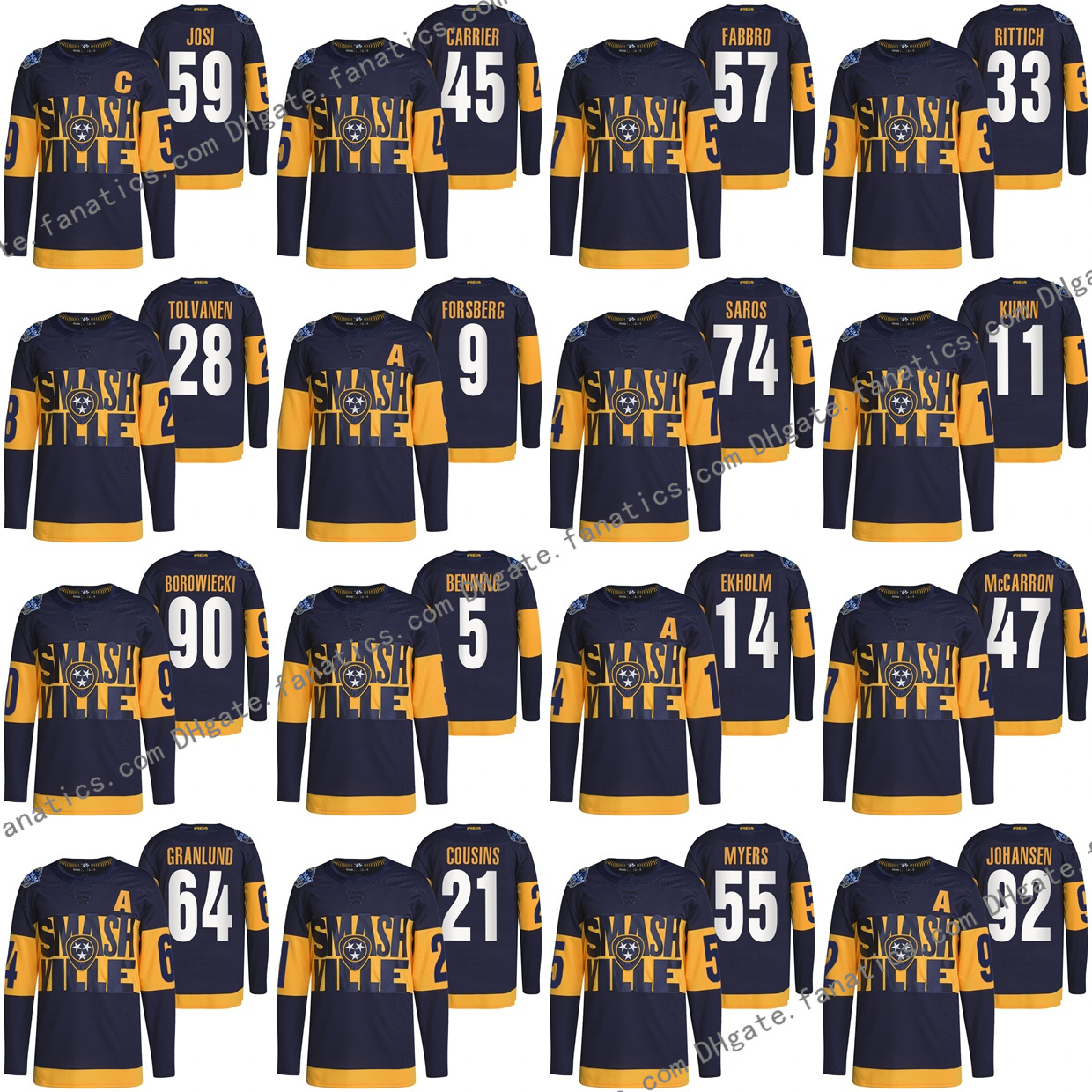 

Roman Josi Nashville Predators 2022 Stadium Series Jersey Pekka Rinne PK Subban Filip Forsberg Mattias Ekholm Johansen Calle Jarnkrok Ryan J, Black;red