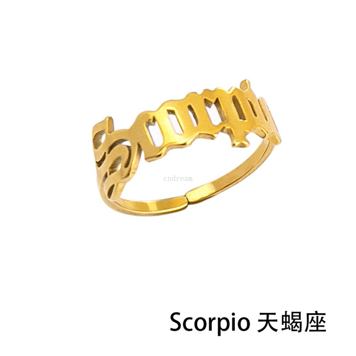 

Hollow 12 Stainless steel Constell band rings Gold Horoscope sign ring finger for women fashion jewelry will and sandy, Silver