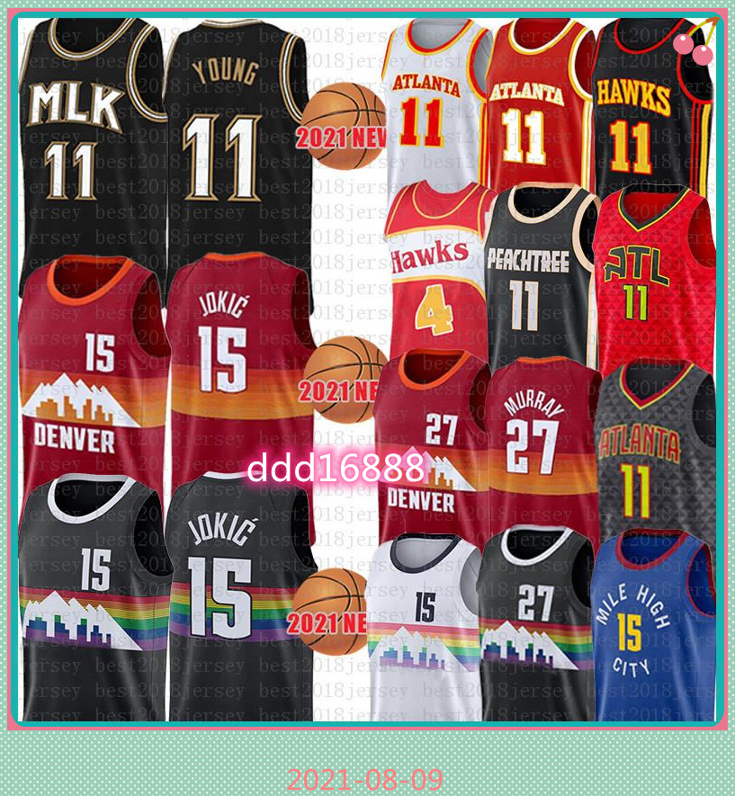 

2021 NEW Nikola Trae 15 11 Young Jokic Basketball Jersey Jamal 27 Murray Spud 4 Webb retro mesh black Jerseys Red, Black;red