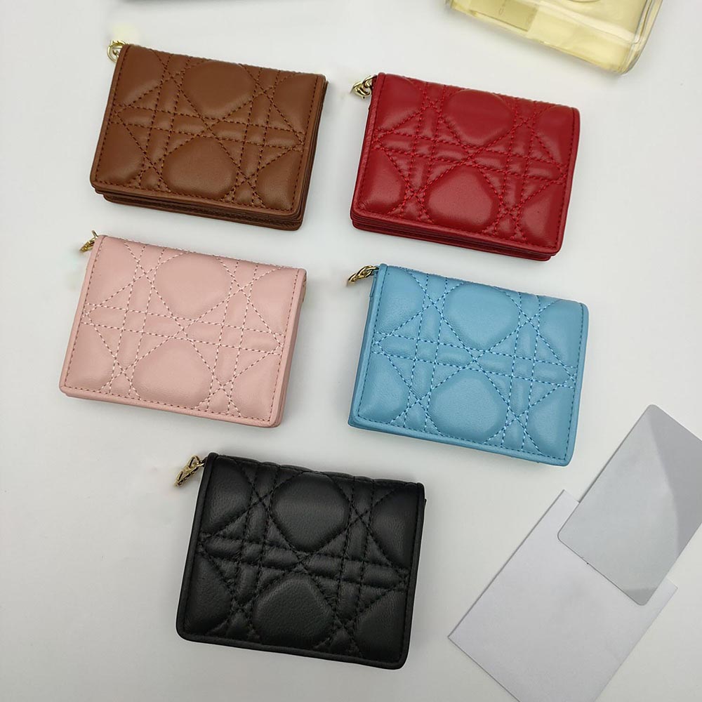 

Clutch bag Ladies inside and outside leather clamshell card holder fashion designer rattan plaid wallet in nine colors practical exquisite, Red;black