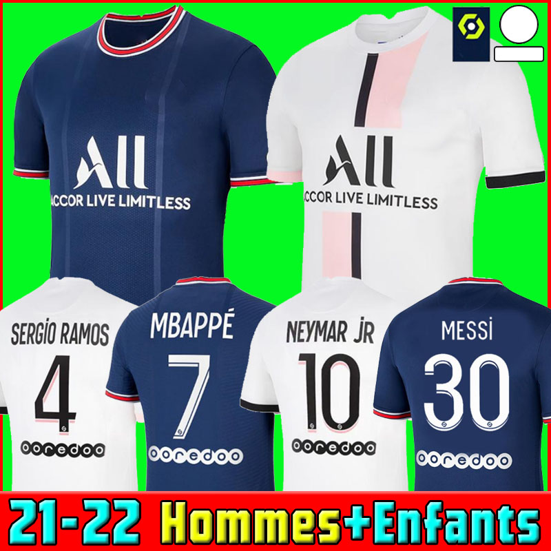 

MESSI MBAPPE HAKIMI SERGIO RAMOS WIJNALDUM soccer jersey 21 22 Maillots football shirt 2021 2022 MARQUINHOS men + kids kit uniform enfants maillot de foot THai, Home men + ligue