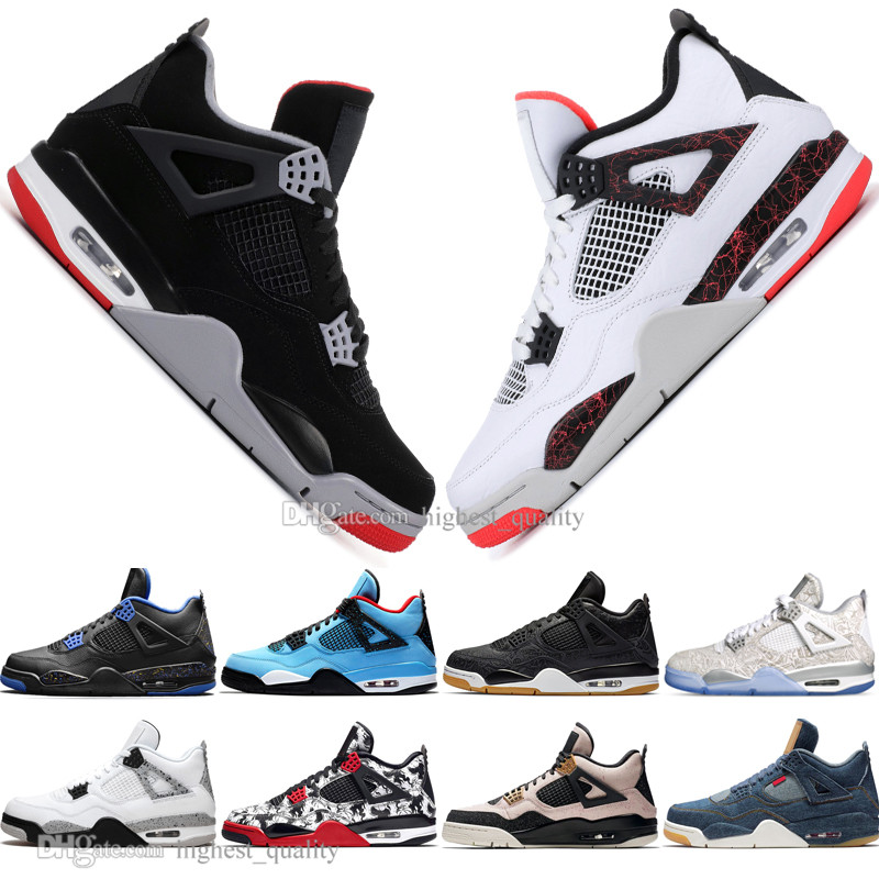 

The quality brand new white fiery red high top basketball shoes 4S What Cactus Jack Laser Wings Eminem Pale Citron men's outdoor sports, #25
