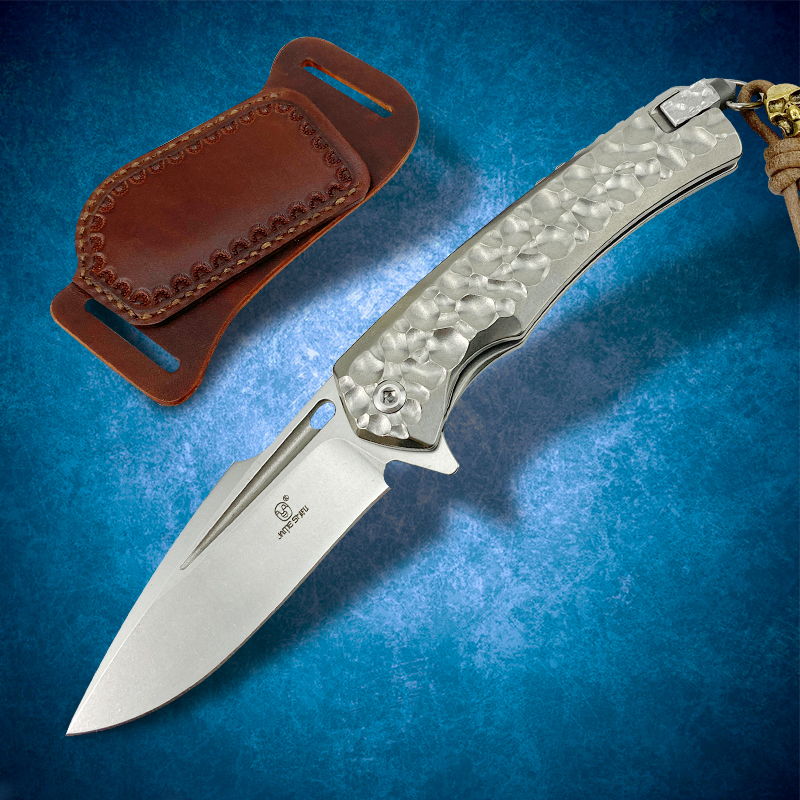 

D2 steel folding knife titanium alloy TC4 bearing quick opening pocket EDC hunting tool tactical fighting cool sword for outdoor fishing hik