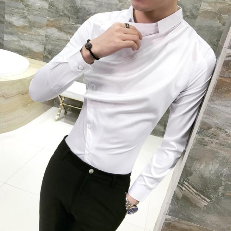 

Men's Casual Blouse Homme High Quality Men Party Dress Spring Long Sleeve Slim Fit Mens Tuxedo Groom Wedding Shirts S-3XL, White