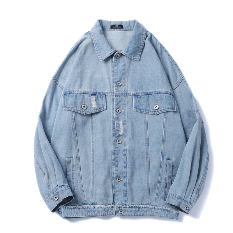 

Men's Jackets Spring and autumn teenagers denim clothes street Korean men's retro jackets all-match tooling trend loose coat UNIT, Black