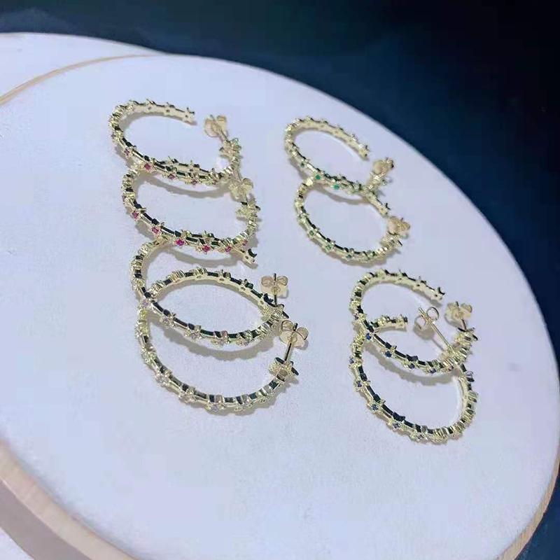 Fashion Earrings Are Inlaid With Zircon And Round Star Shape Hoop & Huggie-image-696765901