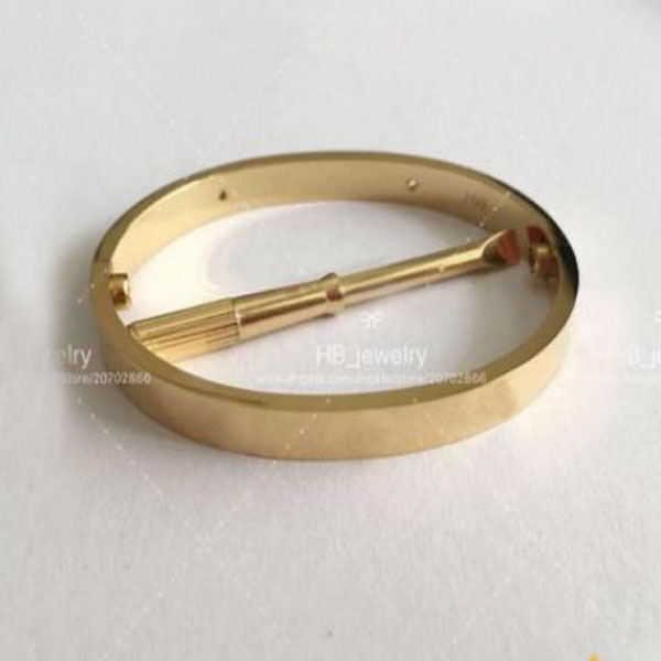 Fashion High version gold screw bracelet nail bangle pulsera braccialetto for mens and women Party wedding couples gift jewelry With BOX-image-671207270