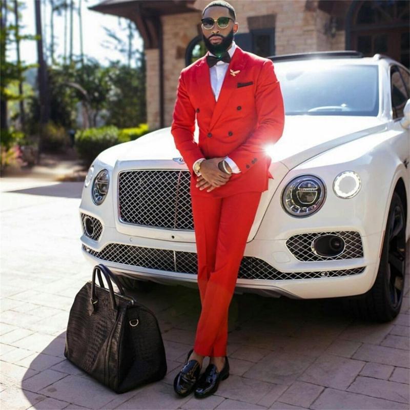 

Men's Suits & Blazers 2021 Tailored Red Double Breasted 2 Pieces Bridegroom Wedding Tuxedos Dinner Party Wear Blazer (Jacket+Pants), As picture