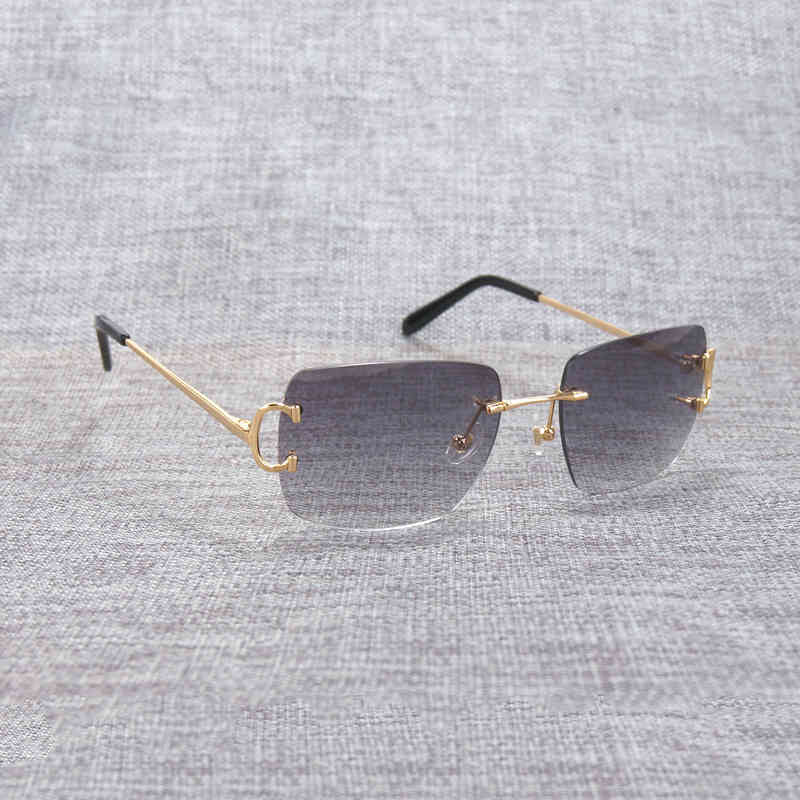 

Factory Direct Price Vintage Rimless Men Oculos Shade Diamond Cutting Metal Frame Oval Gafas Women for Beaching Driving SV8H