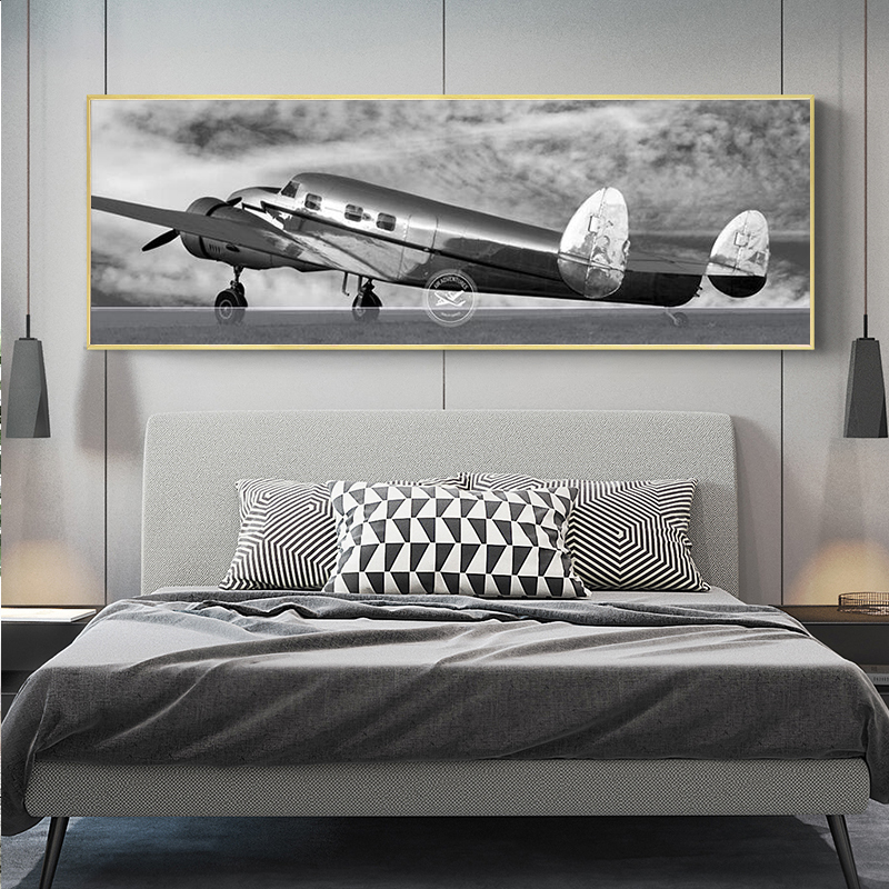 

Retro Aircraft Canvas Art Abstract Blank and White Posters and Prints Airplane Painting Wall Picture for Living Room Home Decor