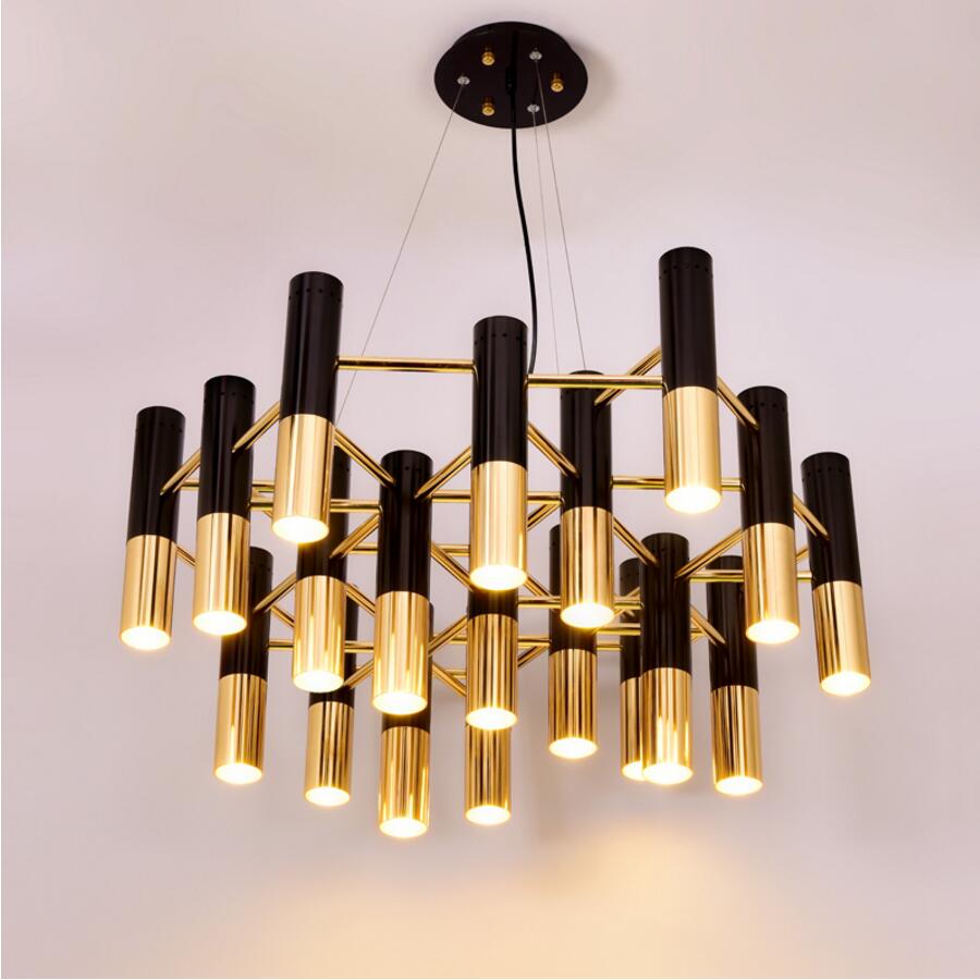 

Delightfull Ike black and gold metal aluminum tube chandelier lamp Italy modern design suspension light for dinning restaurant