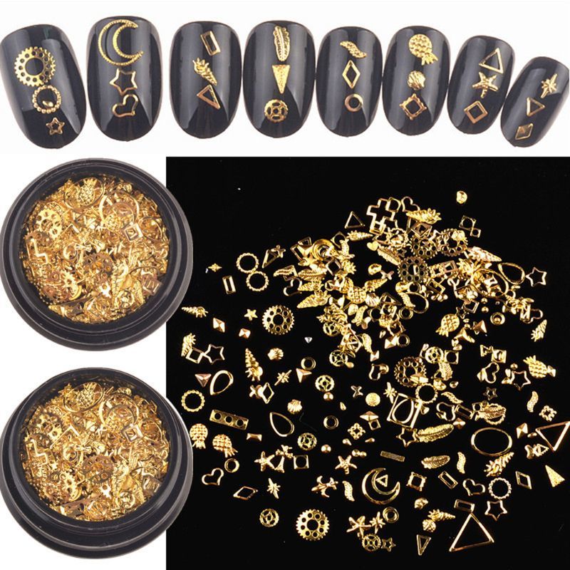 120 Gold Nail Art Metal 3D Mix Frame Jewelry Filling Uv resin Epoxy Matrix construction Filling for Diy Jewelry-image-692854204