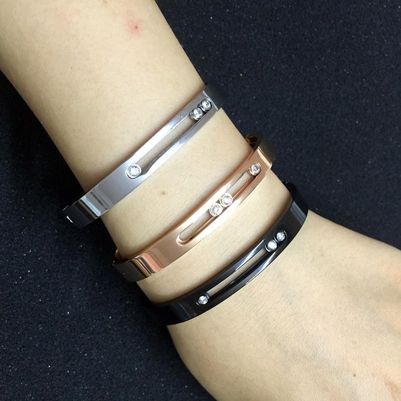 Bracelet Fashion France Inlay Trois PCS Pierre Pierre Bracelets, Bracelet en acier inoxydable en titane poli