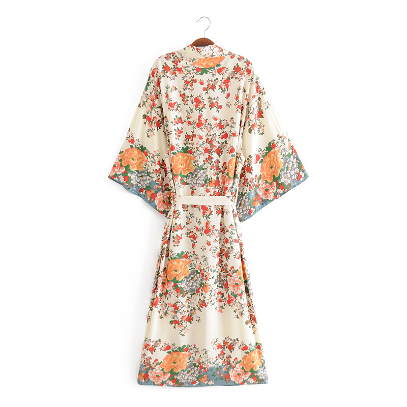 Women&#039;s Swimwear Arrival Kimono Beach Wear Cover Up Fashion Slim Print Floral Boho Long Cardigan Holiday Vintage Sexy Coat Sale FZ-image-699313480