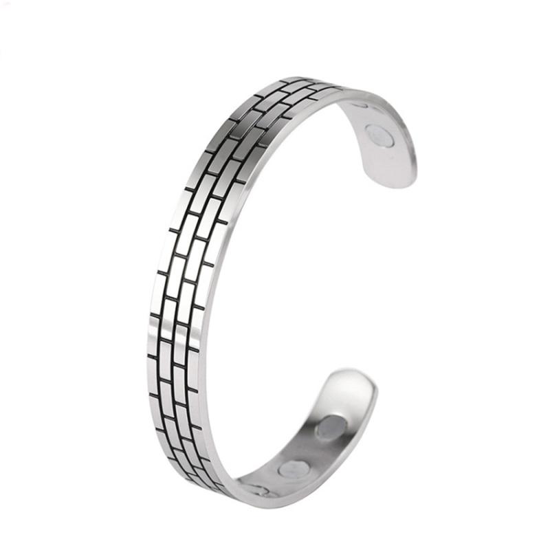 

Bangle Classic Ethnic Punk Magnet Buckle Bracelets For Women Stainless Steel Opening Cuff Charm Accessories Jewelry Gift