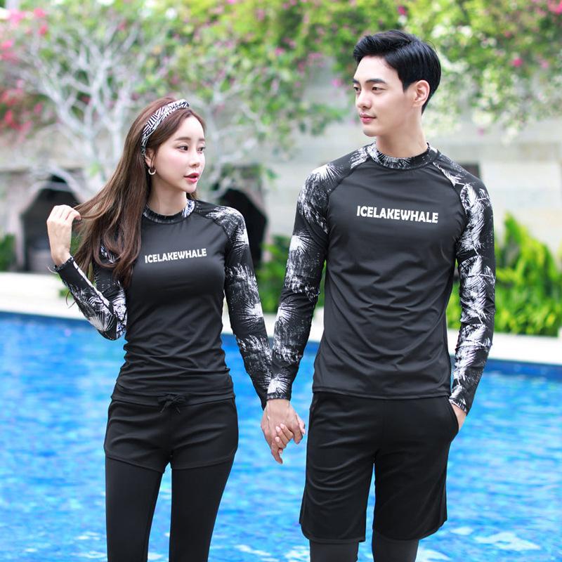 

Rashguard Swimwear Women Rash Guard Closed Swimsuit 2021 Diving Suit Floating Long Sleeve Surf Split Letter Rayon Sierra One-Piece Suits