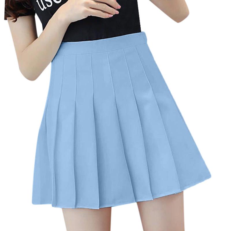 

Women Sweet Lolita High Waist Pleated Skirt Girls Harajuku Mini Skirts Lady Summer Slim Short School Uniform Y2k Clothes, Blue