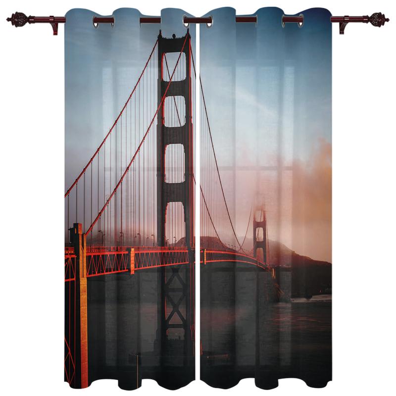

Luxury Modern Window Curtains Golden Gate Bridge Bedroom Living Room Dining Decoration Translucent Beautiful Curtain & Drapes