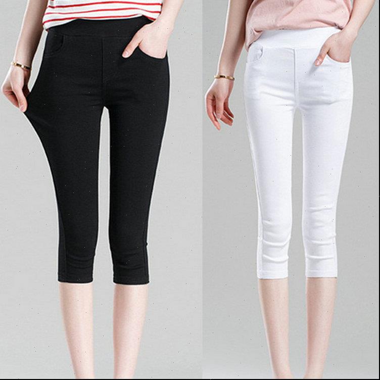 

womens women pants summer black leggings slim thin stretch trousers white casual capris pencil plus size 4xl 5xl 6xl, Black;white