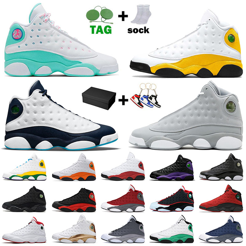

13 13s Jumpman Basketball Shoes Mens Womens XIII Dark Powder Blue Soar Green Playground University Gold DMP Court Purple Lakers Sports Sneakers Trainers With Box, B1 36-47 reverse he got game