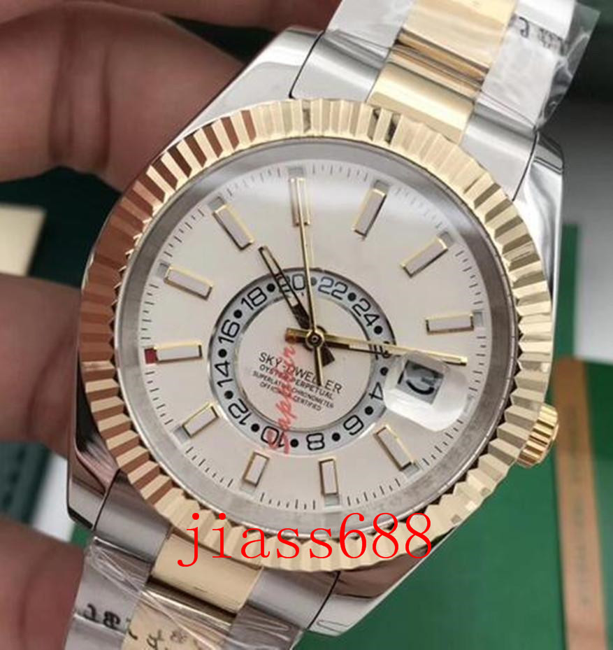 

sale men automatic mechanical self wind watches sky silver black blue white crystal sapphire rose gold sport 41mm luxury quality, Slivery;brown
