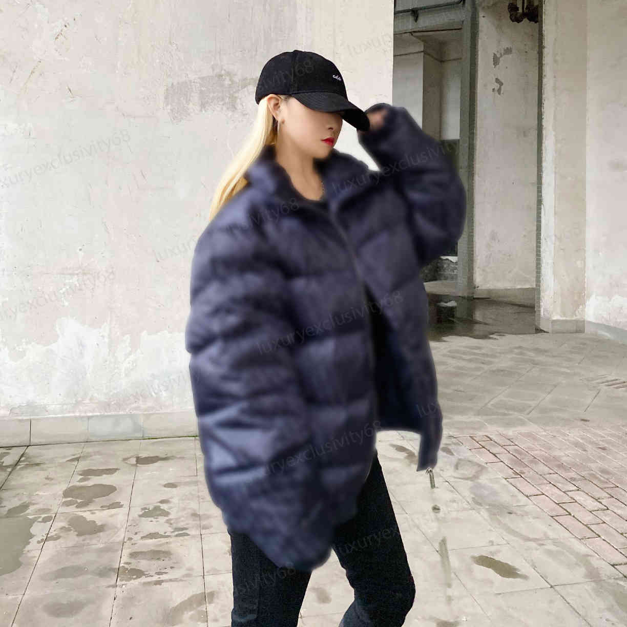 

downs ladies down brand jacket letter applique designer men's winter warm double zipper fashion gentleman stand collar, Black