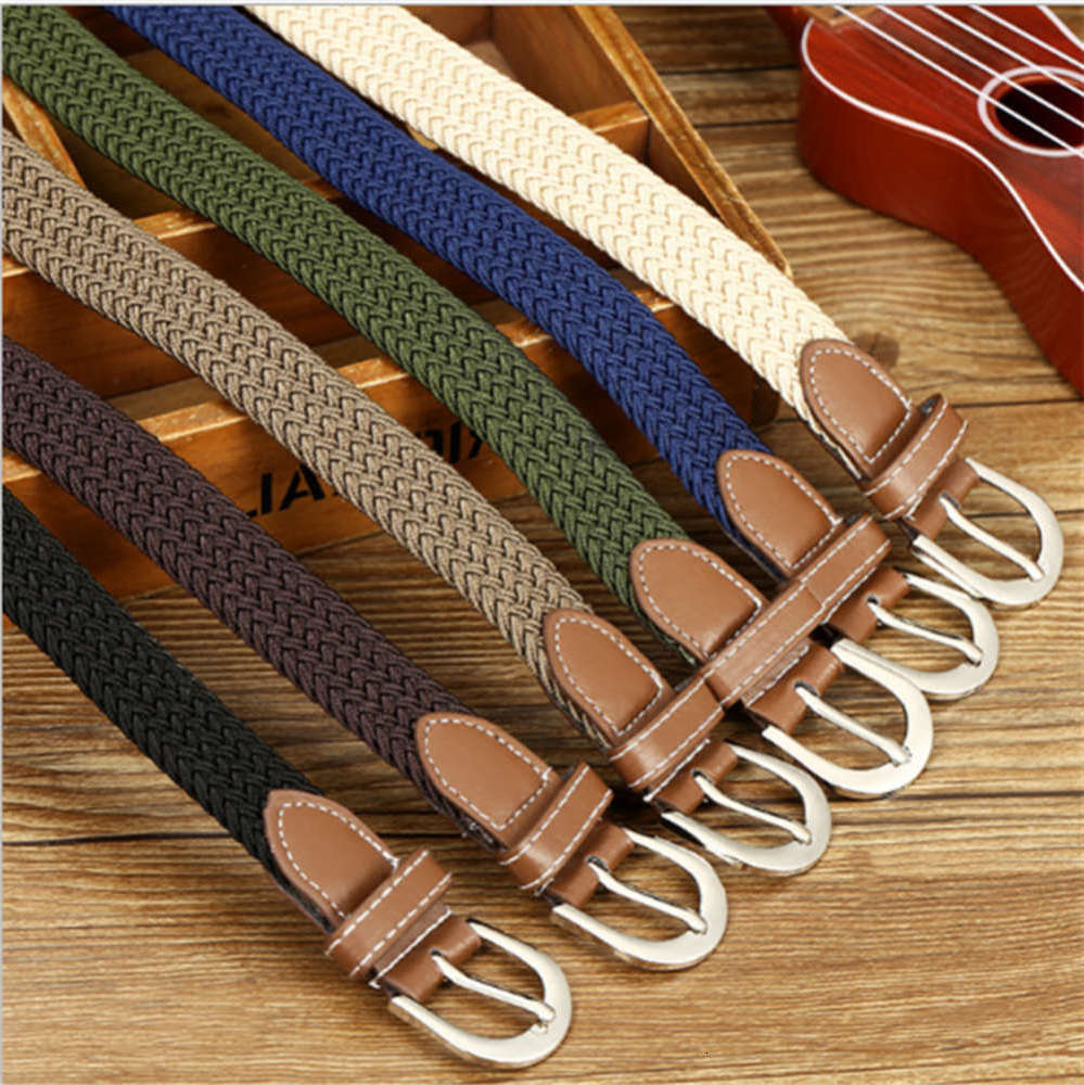

2021 the designer fashion belts Meihuida Unisex Women Men Casual Elastic Stretch Canvas Braided Woven Leather Waistband Waist Belt Jeans for women, Black;brown