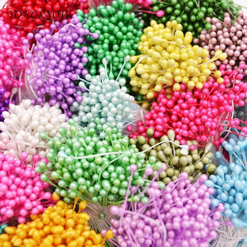 

Decorative Flowers & Wreaths 500pcs 3mm Double Heads Mini Pearl Stamen Artificial Flower Wedding Decoration DIY Scrapbook Wreath Fake Access