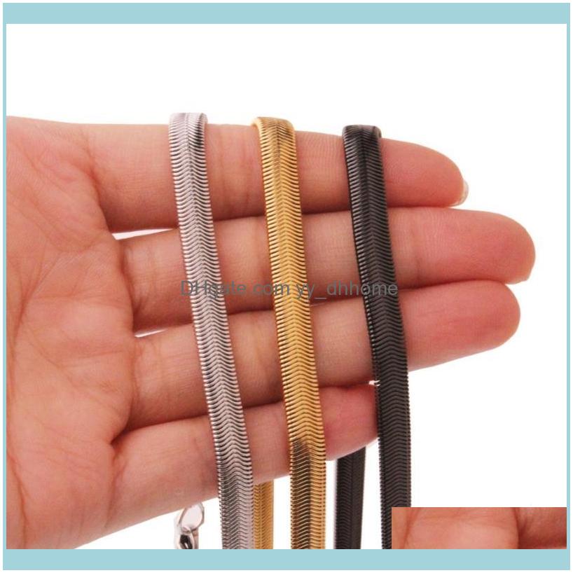 

Chains Necklaces & Pendants Jewelrychains Mens Gold Color Aessory Stainless Steel Flat Snake Bone Chain Necklace Fashion Male Boys Birthday