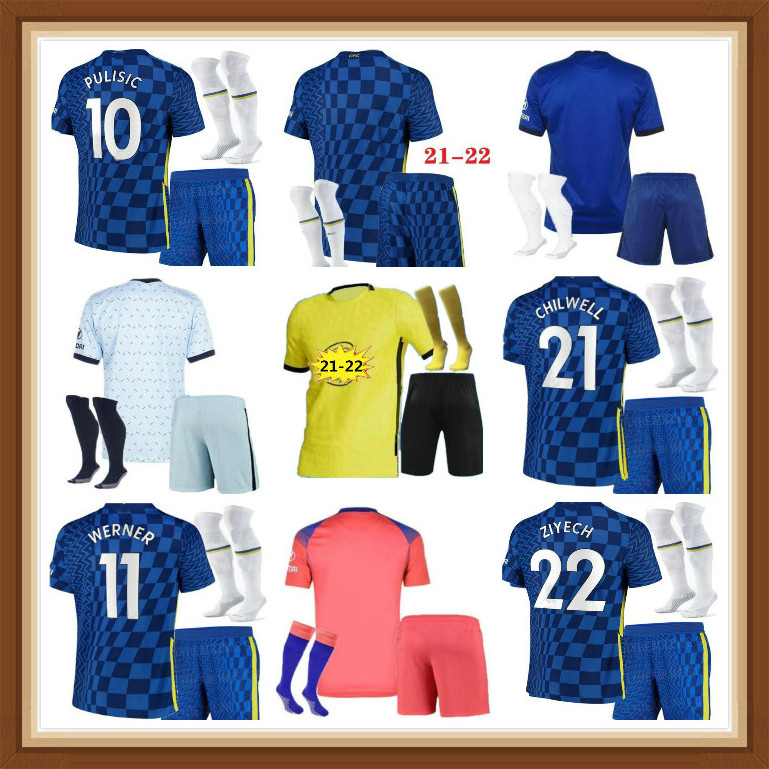 

CFC soccer jersey PULISIC ZIYECH HAVERTZ KANTE WERNER ABRAHAM CHILWELL MOUNT JORGINHO 2021 2022 GIROUD football shirt 20 21 22 men + kids kit 999, Black;yellow