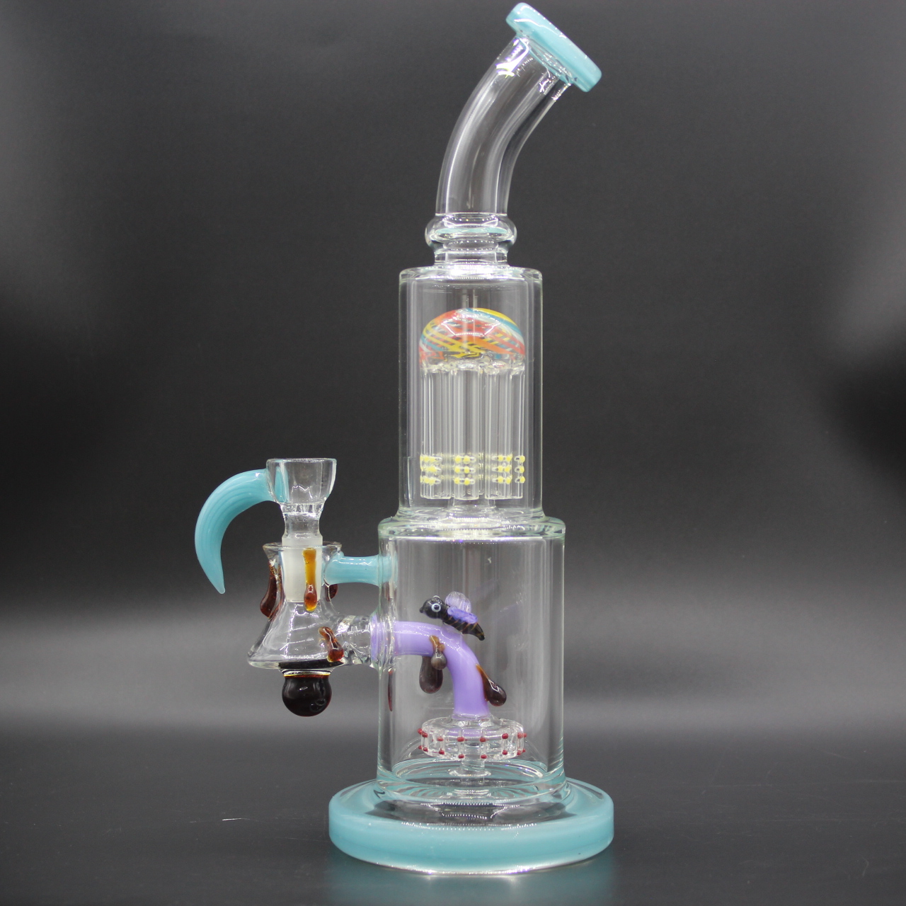 

Smoking Glass Bong Perc hookahs recycler rig Water Pipes Bee series 14MM