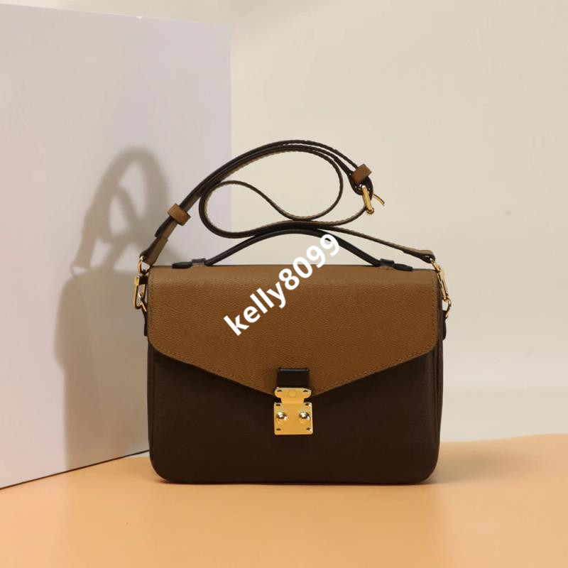 

2021 Woman Shoulder Bag Metis Handbag Genuine leather handle brand designer floral letters checkers plaid Messenger Bags 2 color can choose, Brown flowers